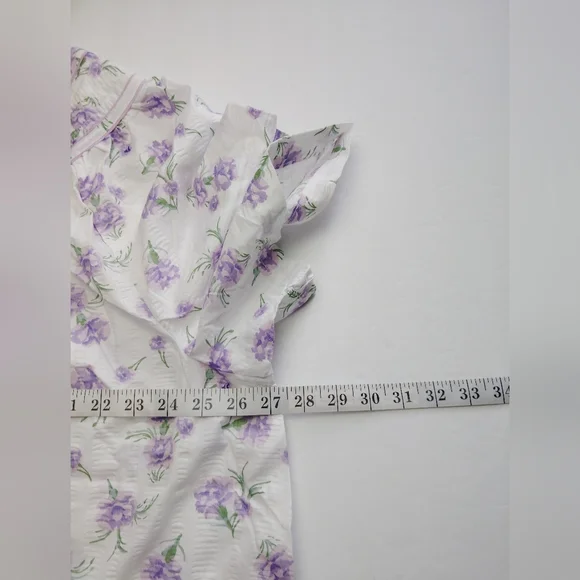 National Women's Lightweight Housecoat Mumu Pockets White Purple Floral Size 3X - Picture 10 of 11